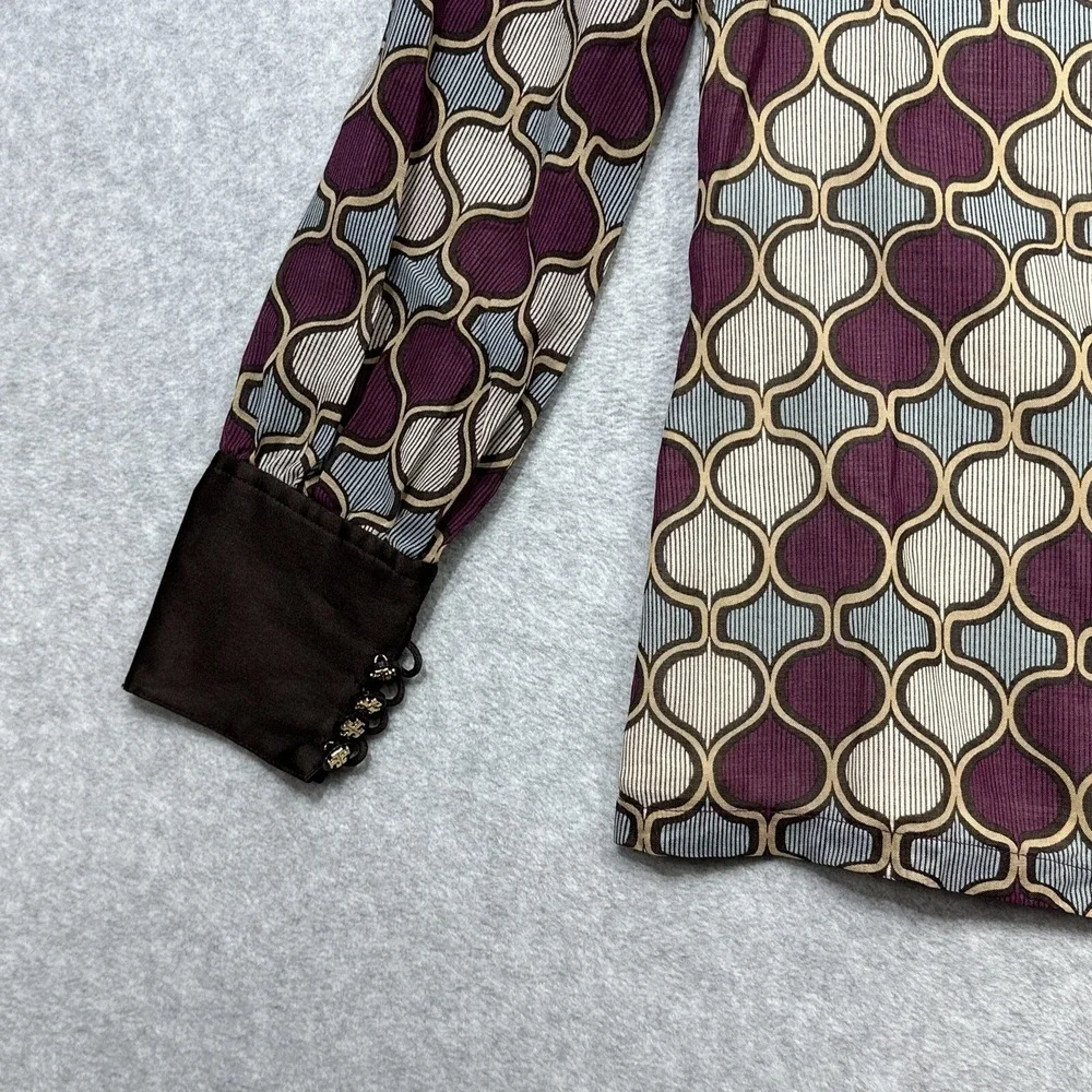 Tory Burch Top 4 Purple Brown Wool Silk Moroccan Luxury Blouse Elevated Casual